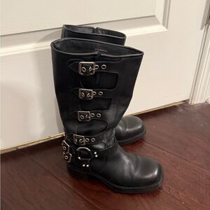 Steve Madden Black Buckle Leather Boots